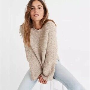 Madewell Beige Tan Speckled Wide Sleeve Sweater size S
